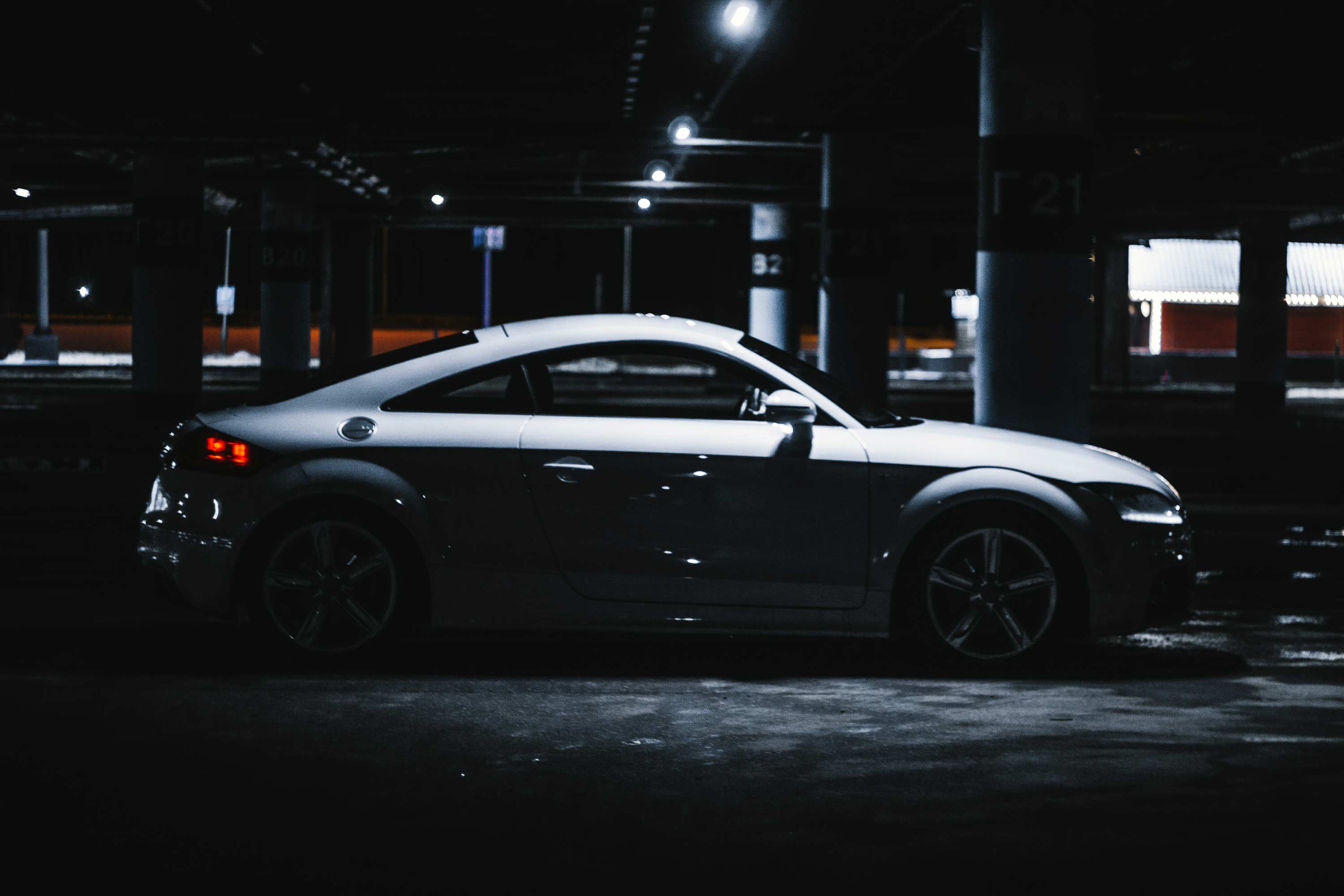 Performance car at night for Caerphilly remapping